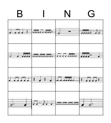 Rhythm Bingo Card