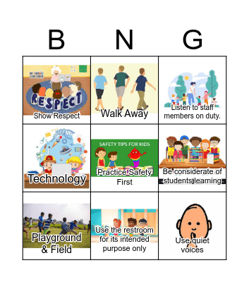 Positive Behavior Expectations Matrix Bingo Card