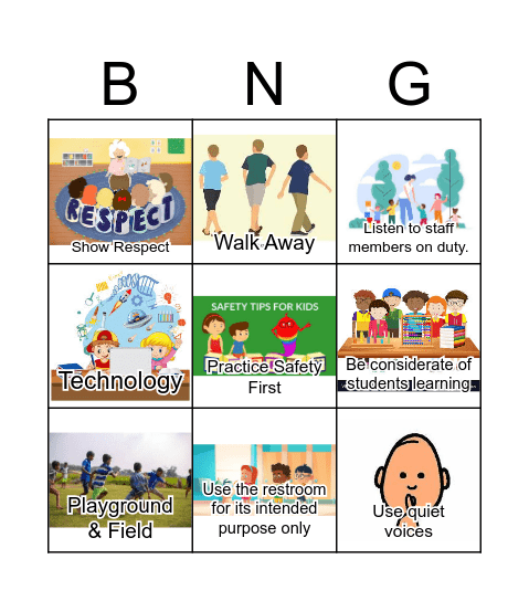 Positive Behavior Expectations Matrix Bingo Card