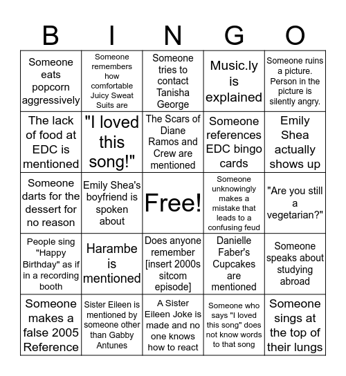 The Simple Life: Bingo Card