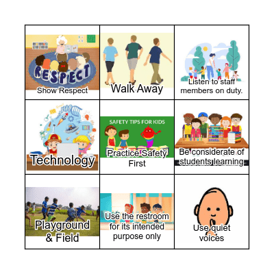 Positive Behavior Expectations Matrix Bingo Card