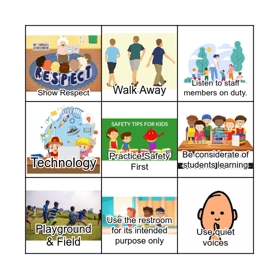 Positive Behavior Expectations Matrix Bingo Card