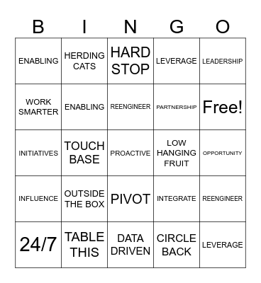 Buzz Word Bingo Card