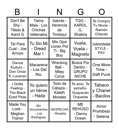 BINGO MUSICAL Bingo Card