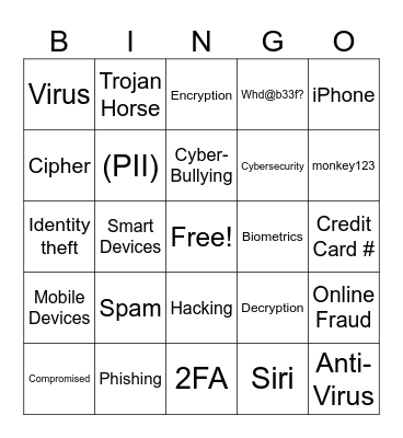 Cybersecurity Awareness Month Bingo Card