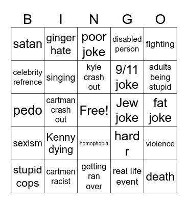 SOUTHPARK BINGO Card