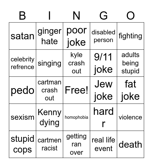 SOUTHPARK BINGO Card