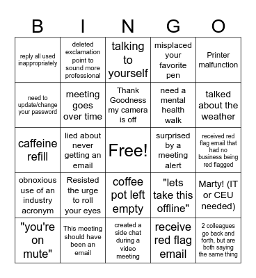 Office Bingo Card