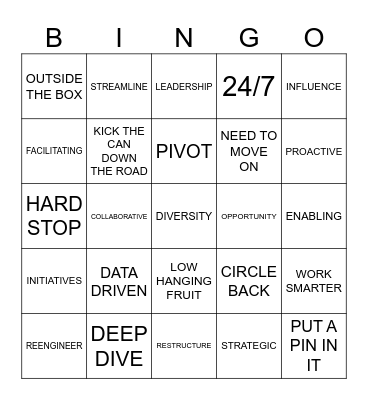 BUZZ WORD Bingo Card
