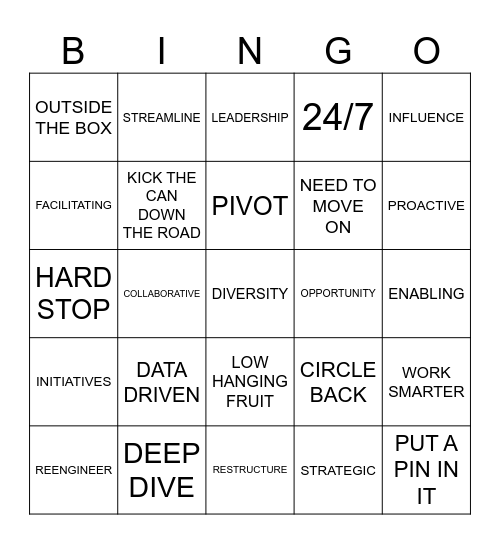 BUZZ WORD Bingo Card