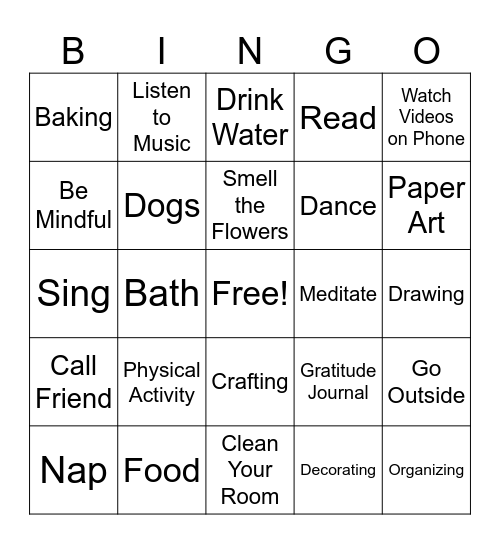 Wellness Tool Box Bingo Card