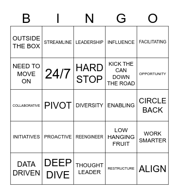 BUZZ WORD Bingo Card