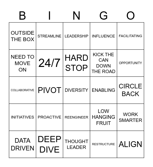 BUZZ WORD Bingo Card