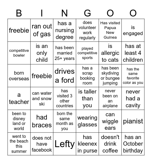 Ladies Bible Study Game Night Bingo Card