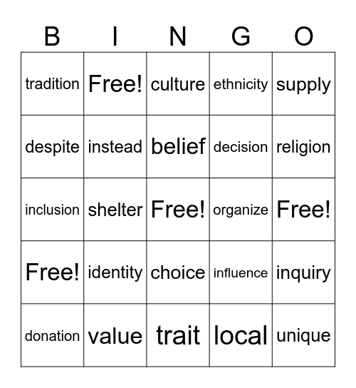 Who We Are Bingo Card
