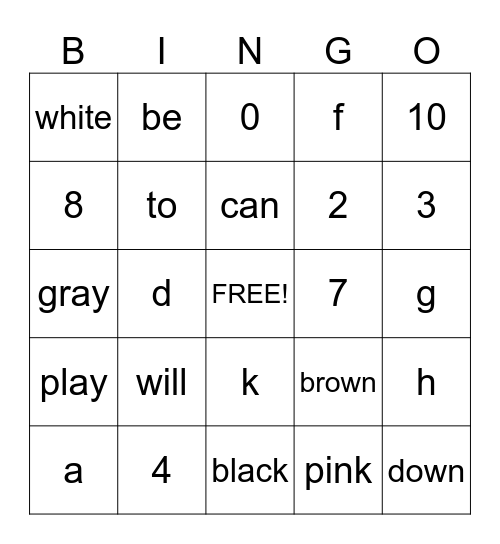 Rock 'n Roll Bingo Card