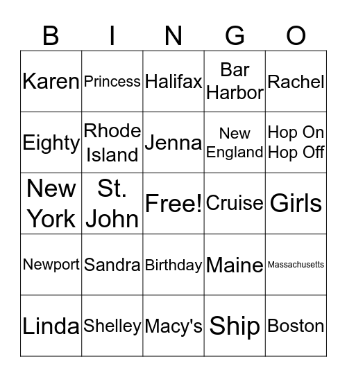 Birthday Cruise BINGO! Bingo Card