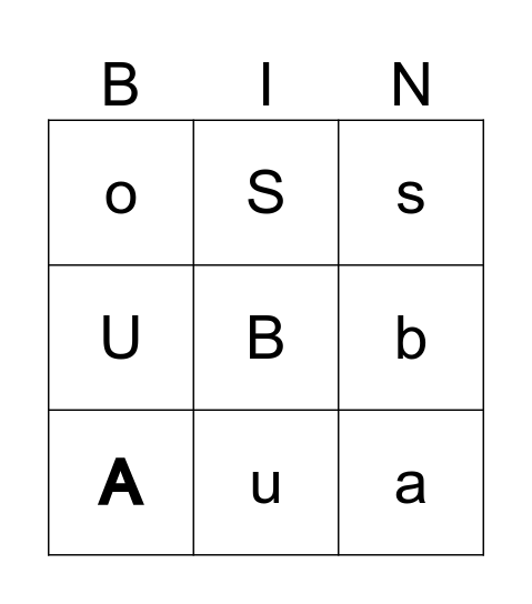 písmena Bingo Card