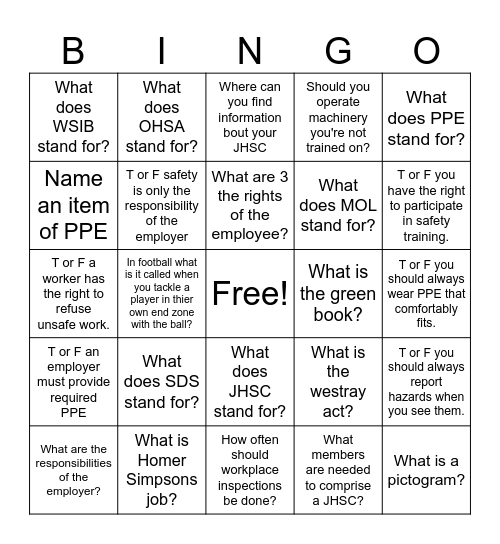 Who's in the safety zoo Bingo Card