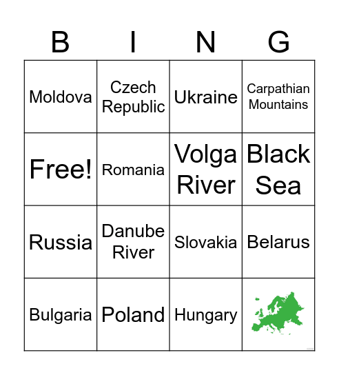 Eastern Europe Contries Bingo Card