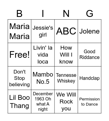 Music Bingo Card