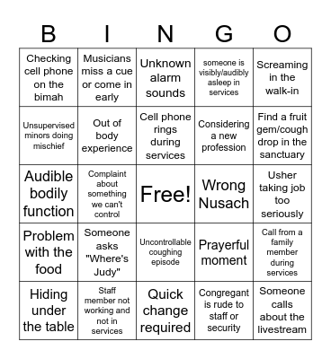 RH 5785 BINGO Card