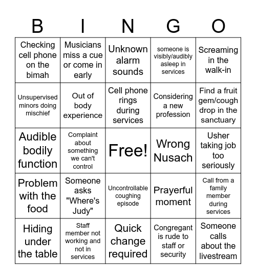 RH 5785 BINGO Card
