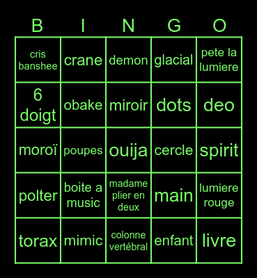 phasmo Bingo Card