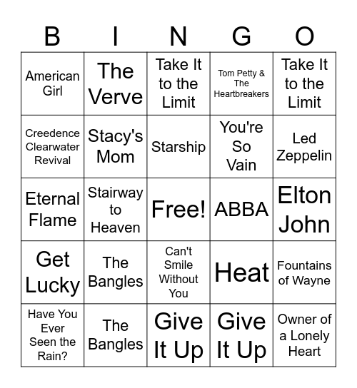 🎶 Musical Bingo @ The Lion (Round 1) Bingo Card