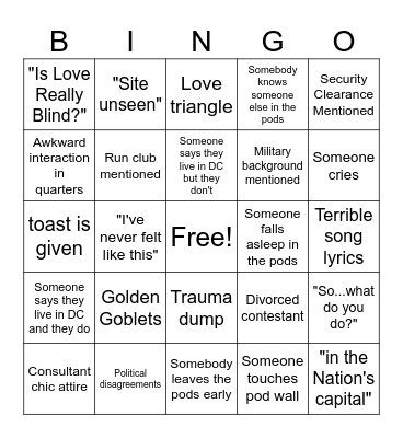 Love Is Blind Season 7 Bingo Card