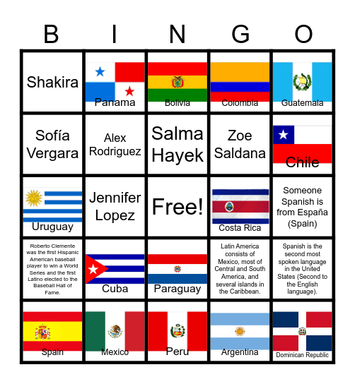 Hispanic Heritage Month:LOTERIA Bingo Card