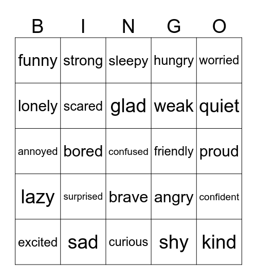 Vocab Bingo Card