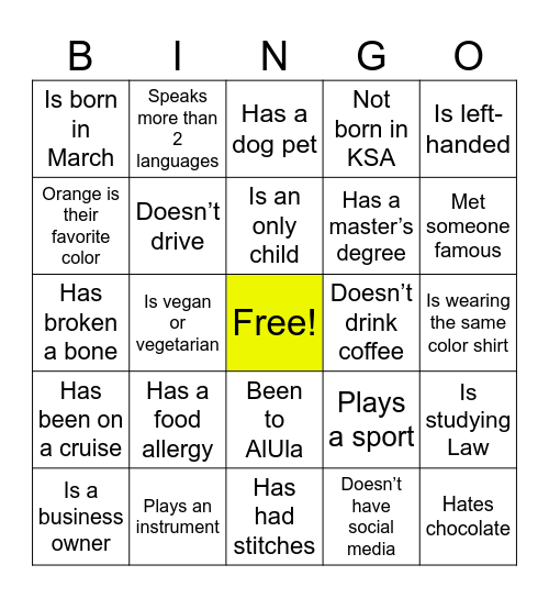 Find someone who… Bingo Card