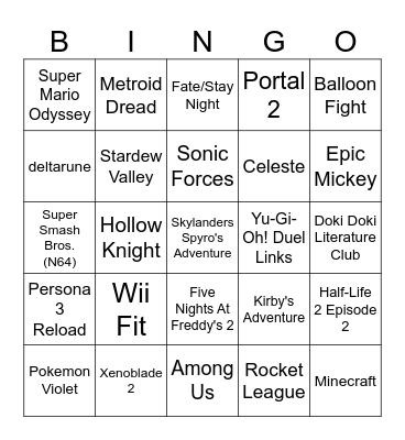 saodjoidasjio Bingo Card