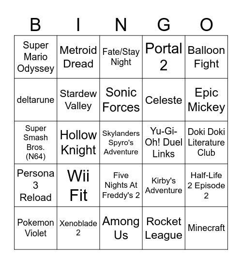 saodjoidasjio Bingo Card