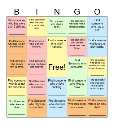 Find Someone Who... Bingo Card
