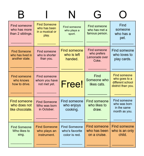 Find Someone Who... Bingo Card