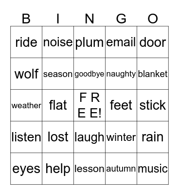 Bingo #7 Bingo Card