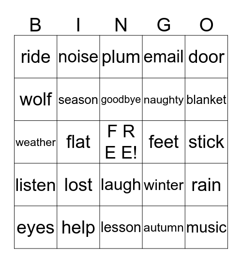 Bingo #7 Bingo Card