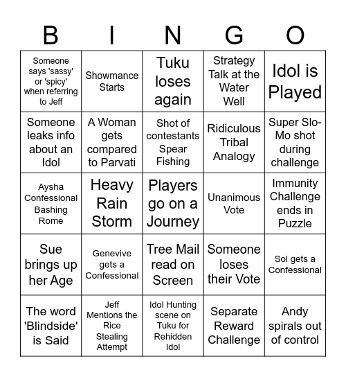 Survivor 47 Episode 3 Bingo Card