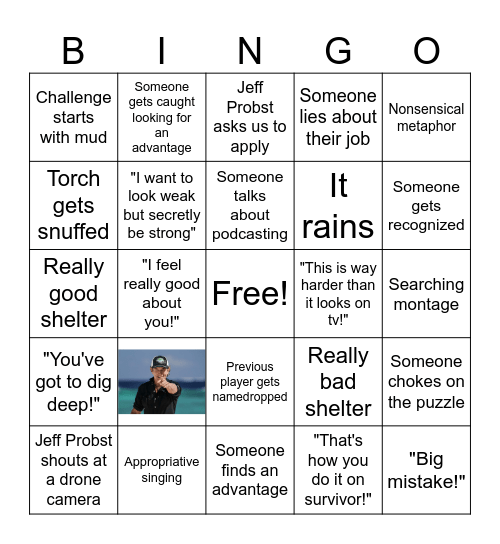 Survivor 47 Premiere Bingo Card