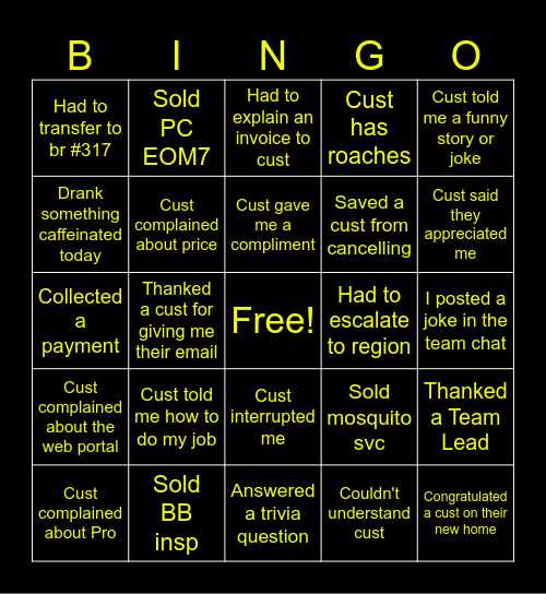 Bee-ingo Bingo Card