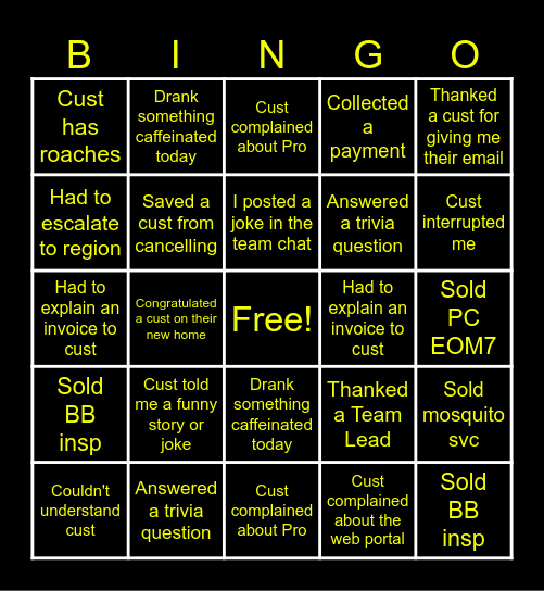 Bee-ingo Bingo Card