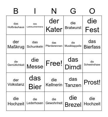 OKTOBERFEST BINGO Card