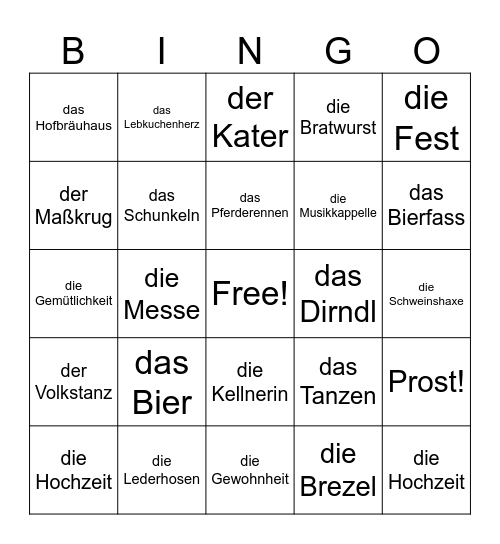 OKTOBERFEST BINGO Card