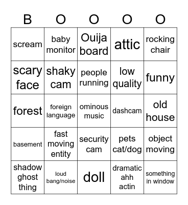 ultimate scary ahh bingo Card