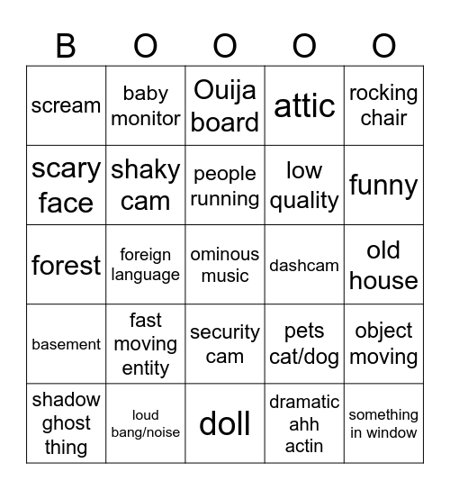 ultimate scary ahh bingo Card