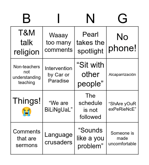 Ilegal Bingo Card