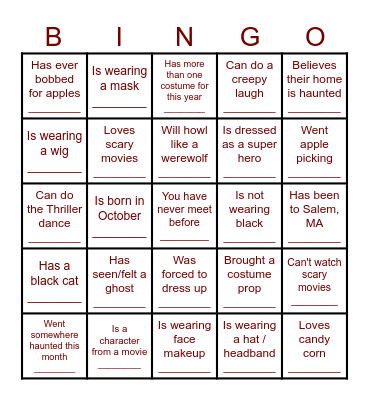 Find the guest who.... Bingo Card