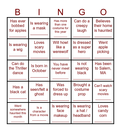 Find the guest who.... Bingo Card